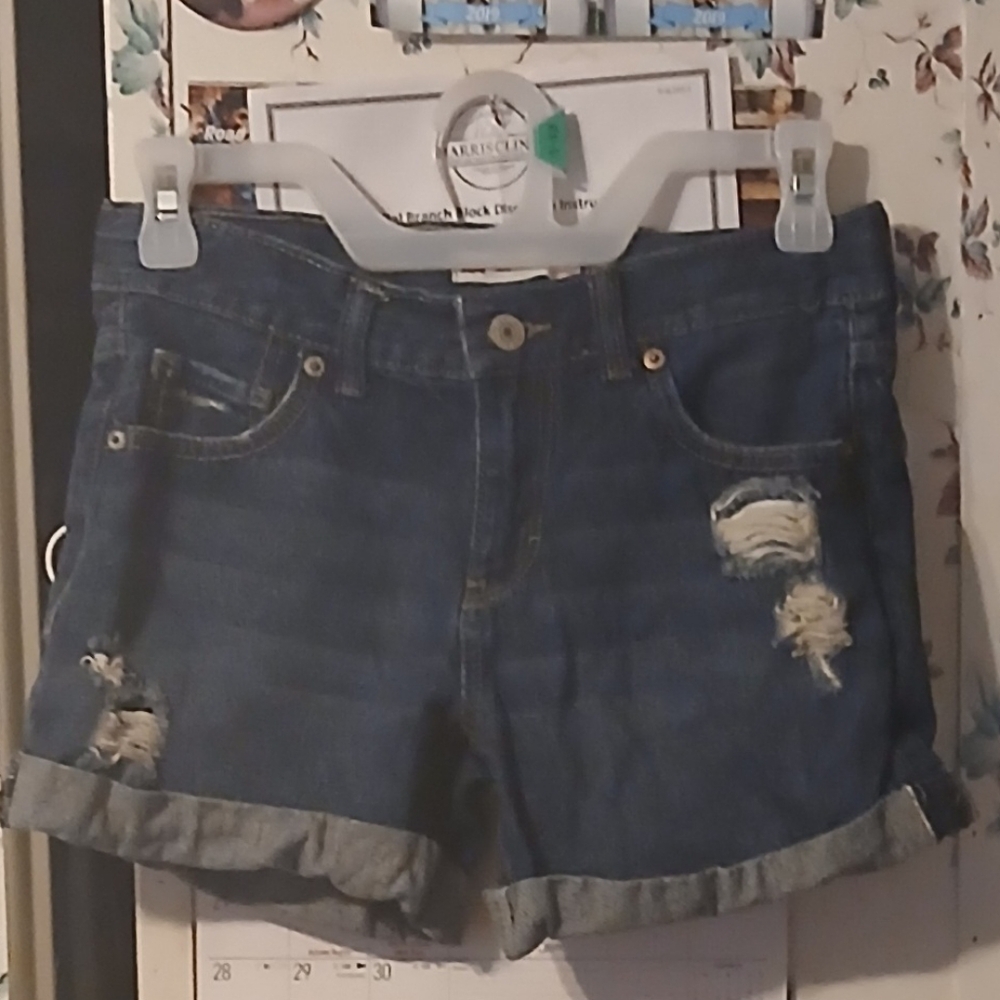 Denim Blue Distressed Women Shorts